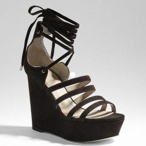 Tamara Mellon Seeker Suede Black Lace-up Platform Wedge (Sz 35) Hot...Hot...Hot!